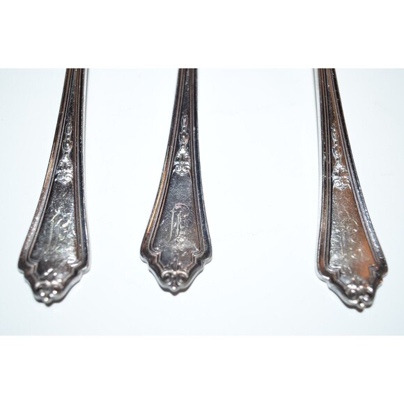 Gorham SHELBURNE Silverplate GM Co Salad Dessert Forks Monogram E 3pc - Picture 4 of 7
